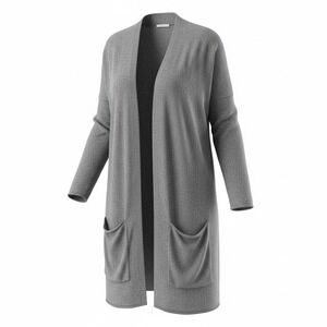 Eileen Fisher Organic Cotton Cardigan Duster XL Gray Knit Preppy Classic Capsule